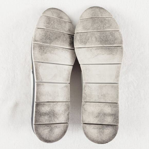 Hispanitas Flats Women 7 Chica Slip-On B&W Leather with Tan perforated Suede - Picture 9 of 10